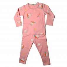 Pijama din 2 piese, roz cu imprimeu iepurasi (1-3 ani)