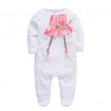 Pijama alba cu spiridus fetita 0-12 luni 